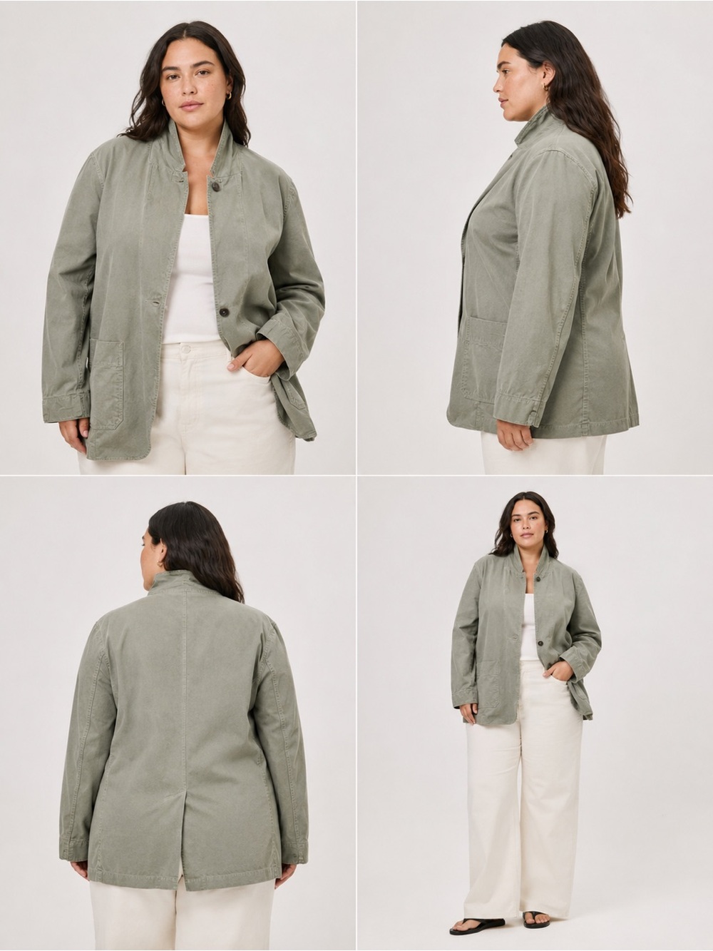 Everlane Chore Jacket Olive Green Cotton Linen Blend Utility Workwear Size XL